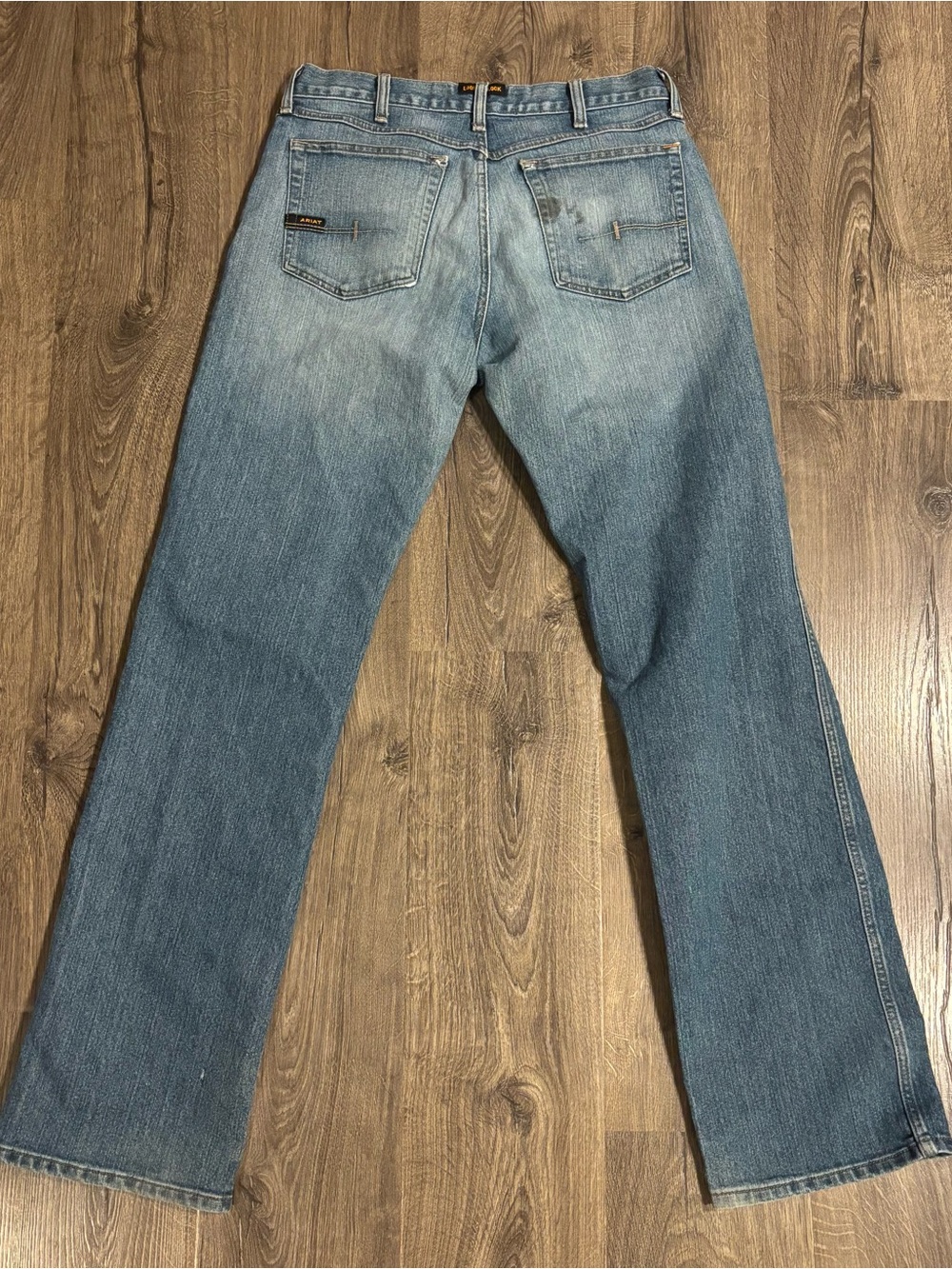 Ariat Jeans M4 Rebar Low Rise Boot Men's Light Denim Jeans Size 33x36 (STAIN)